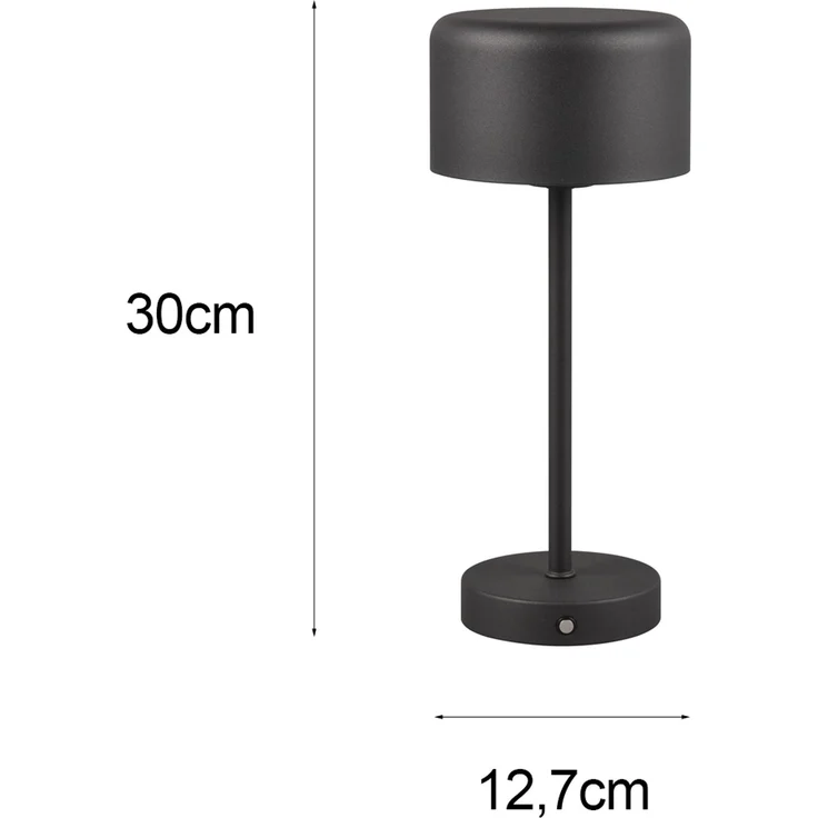 Reality Leuchten 'Jeff' LED Akku Tischleuchte inkl. 1.5 Watt LED, 4 fach Touch, Metall schwarz matt, Ø 10 x H 30 cm – Bild 4
