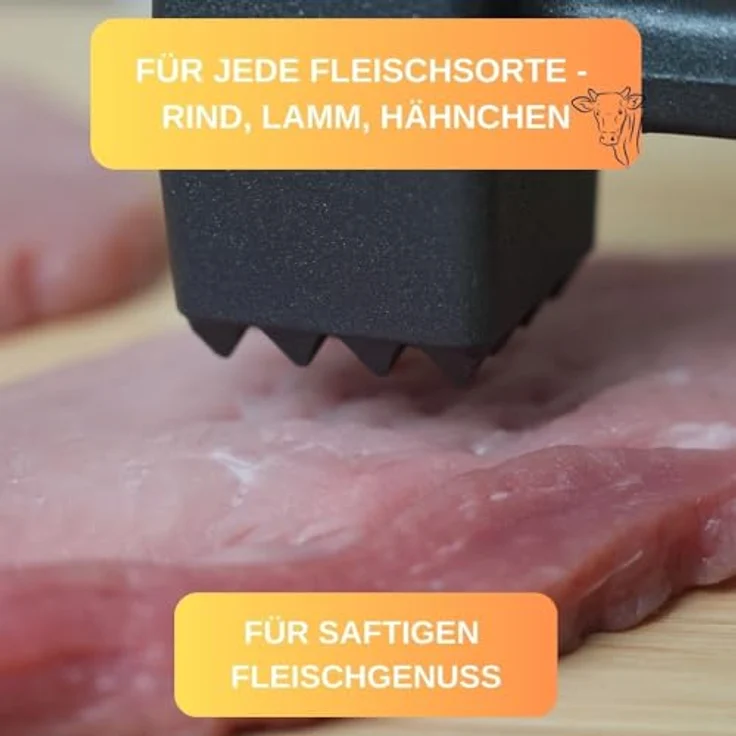 Thiru Fleischklopfer Fleischhammer Schnitzel, Kotelett - Hammer-Kopf mit Zwei Schlagflächen – Bild 3