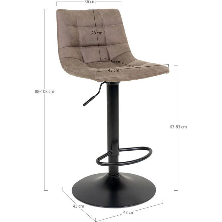 House Nordic Barstuhl, Mikrofaser, hellbraun, schwarze Beine, HN1281 - 2er set – Bild 5