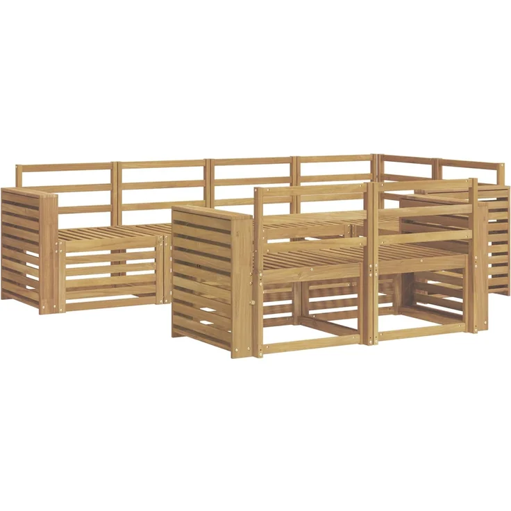 vidaXL Outdoor-Sofagarnitur 7 stk. 7-Sitzer Weiß Massivholz Akazie 3391999 – Bild 2