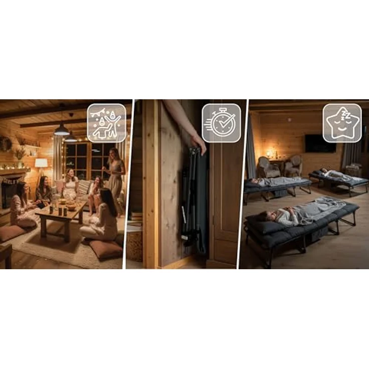 Sofotel Klappbares Gästebett und Sonnenliege mit Matratze und Kissen - 5-stufig verstellbare Gartenliege - für Schlaf und Entspannung - 193 x 67 x 40-75,5 cm - für Camping, Garten und Gäste - Schwarz – Bild 9