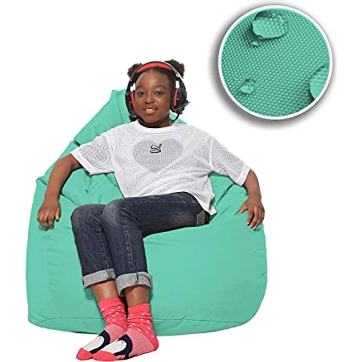 HomeIdeal - Sitzsack XXL Bodenkissen für Erwachsene & Kinder - Geeignet für Gaming oder Entspannen - Indoor wie Outdoor da er Wasserfest ist - mit EPS Perlen, Farbe:Pacificblau, Größe:XXXL – Bild 8