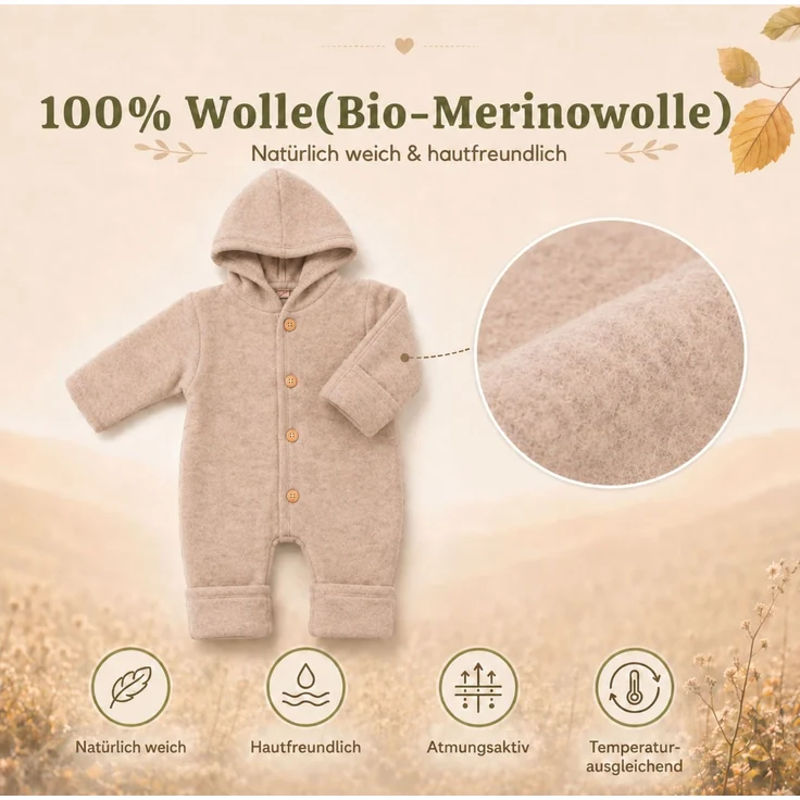 Engel Baby-Overall mit Kapuze, Holzknöpfen und Umschlag TOP – Bild 3