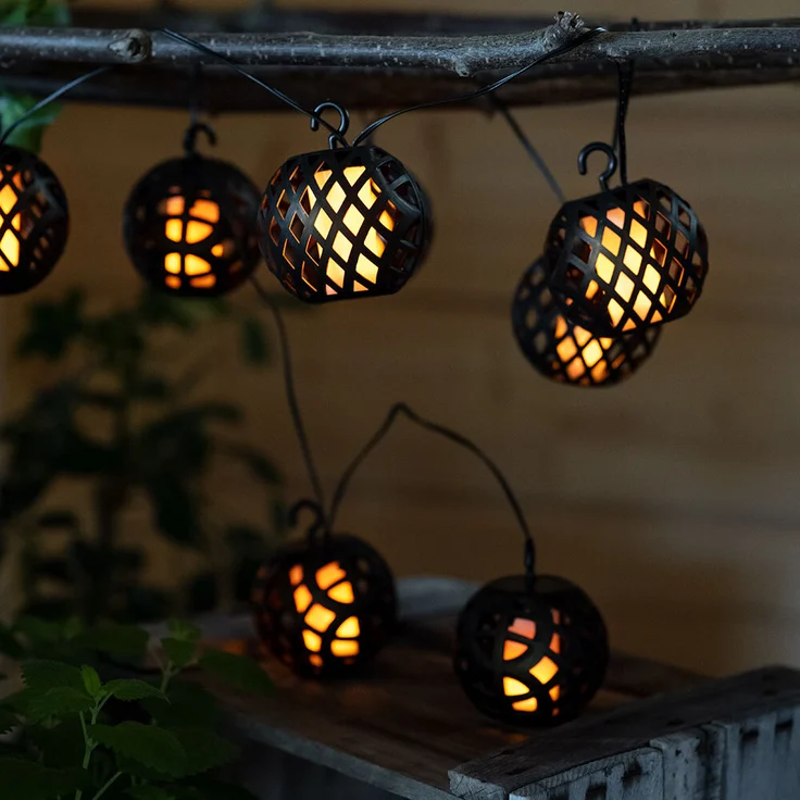 LED Solar Lichterkette, 16x Kugel, Flammen-Effekt, L 200 cm – Bild 8