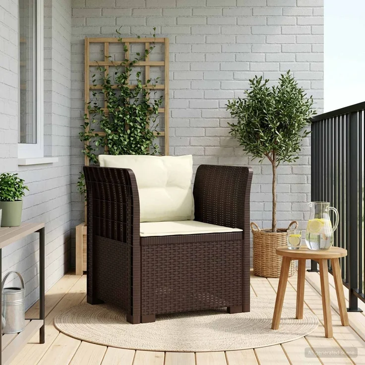 vidaXL 1-Sitzer Sessel mit Kissen Rattan-Look PP Braun 8011872 – Bild 1