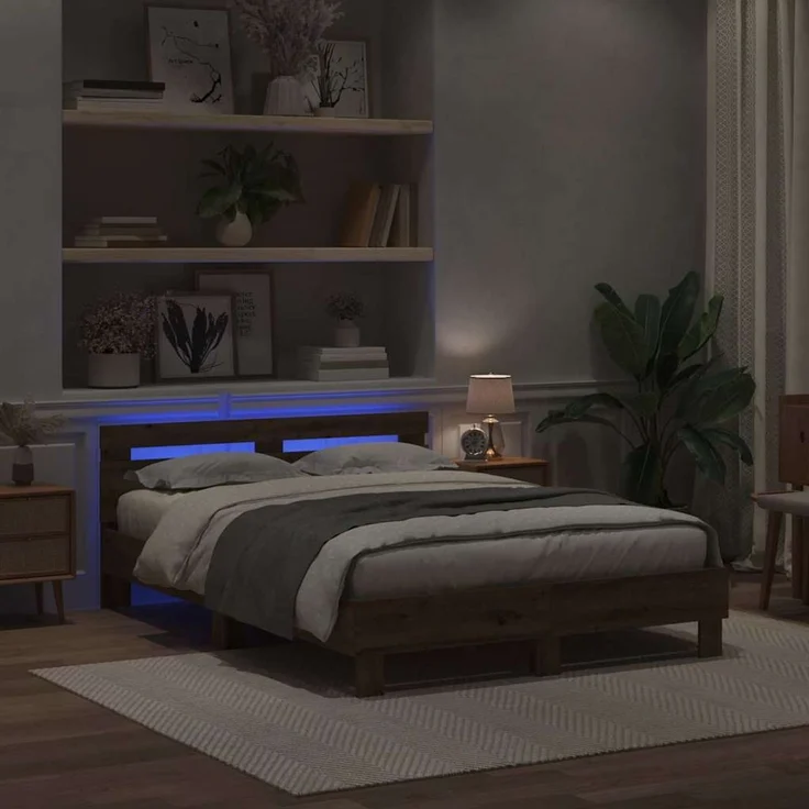 vidaXL Bettrahmen Artisan-Eiche 140 x 190 cm Holzwerkstoff 3333952 – Bild 3