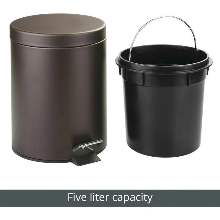 mDesign Tretmülleimer Abfalleimer Mülleimer Deckel Inneneimer 5L Metall Bronze – Bild 5