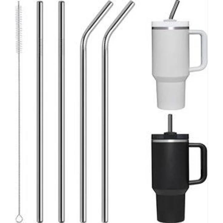 LA CUTE Trinkhalme 4er Set Edelstahl Strohhalme – Wiederverwendbar, Reinigungsbürste, (Wiederverwendbare Metallstrohhalme für Getränke, ideal für den Alltag, 5-tlg, Edelstahl-Strohhalm-Set mit Reinigungsbürste, 5-teilig), Langlebige, Edelstahl Strohhal... – Bild 6