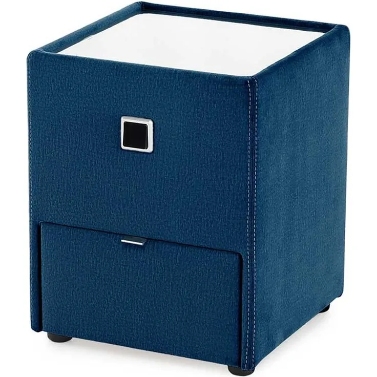 Nachttisch Lukas / Lancy, Stoff, Blau, 43 x 53 x 45 cm