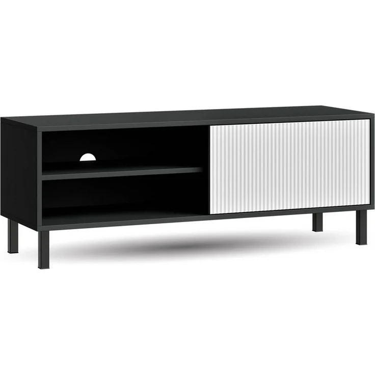 Planetmöbel TV-Schrank Liora TV Board, Lowboard 120 cm lang, TV Kommode (für Fernseher bis 50 Zoll, Fernsehtisch für Wohnzimmer, viel Stauraum) Fernsehschrank mit zwei offenen Fächern – Bild 1