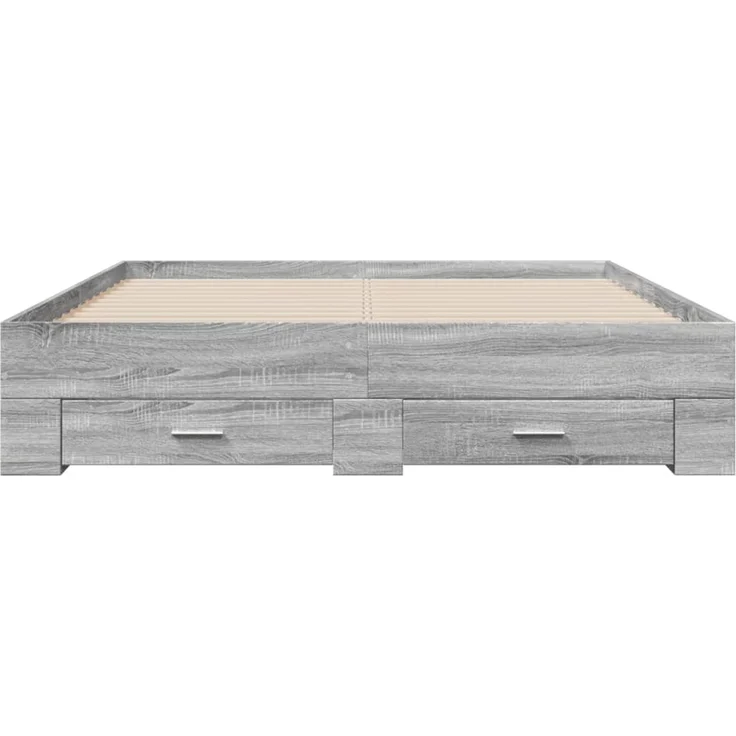 vidaXL Bettgestell mit Schubladen Grau Sonoma 140x200 cm Holzwerkstoff 3280389 – Bild 4