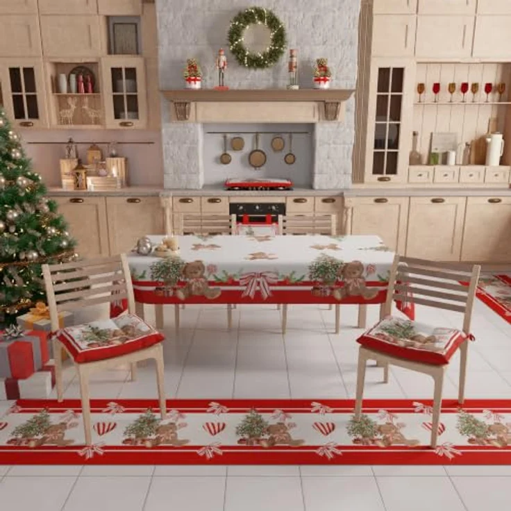 PETTI Artigiani Italiani - Weihnachts-Küchenläufer, Rutschfester und waschbarer Weihnachts-Küchenteppich, Weihnachtsteppich 52x100 cm Roter Bär, Made in Italy – Bild 3