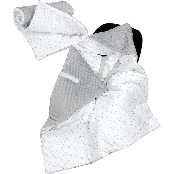 Einschlagdecke 2er SET Baby Einschlagdecke 85x85 für Autositz Babyschale Decke Minky, TupTam