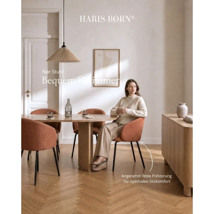 Haris Børn Esszimmerstuhl mit Armlehnen - Hochwertige Polsterstühle für Esszimmer (Set, 4 St), Premium Esszimmer Stühle & Wohnzimmer Stühle – Bild 3