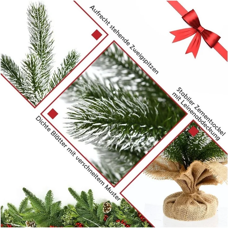 COSTWAY Künstlicher Weihnachtsbaum, 50cm, mit 55 Zweigen und Sockel – Bild 3