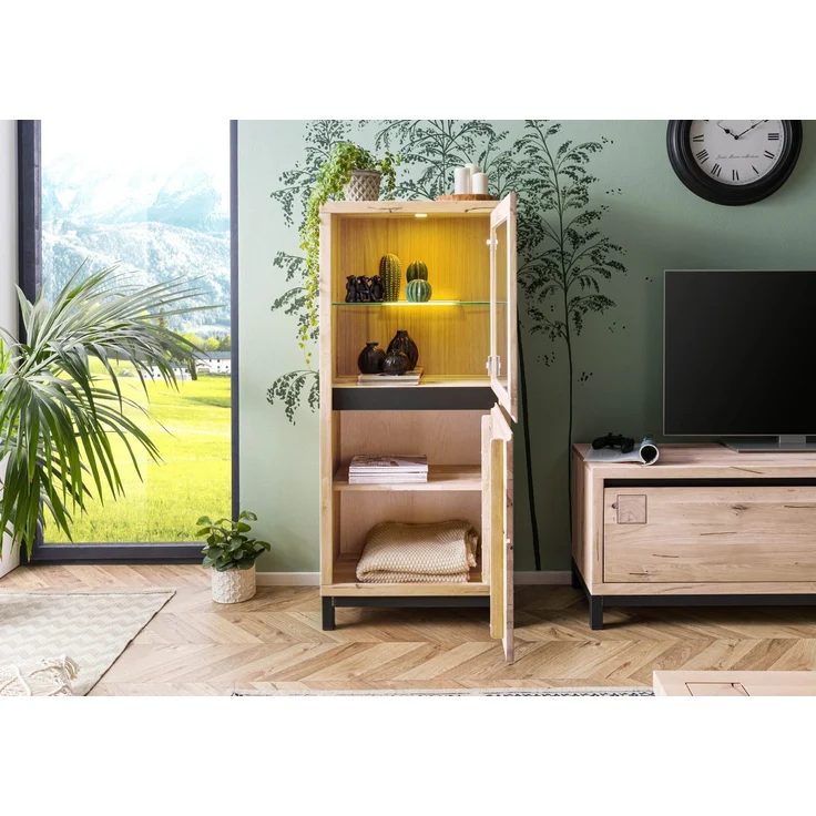 Vitrine Wildeiche 65x40x148 bianco geölt VILLANDERS #204 – Bild 4