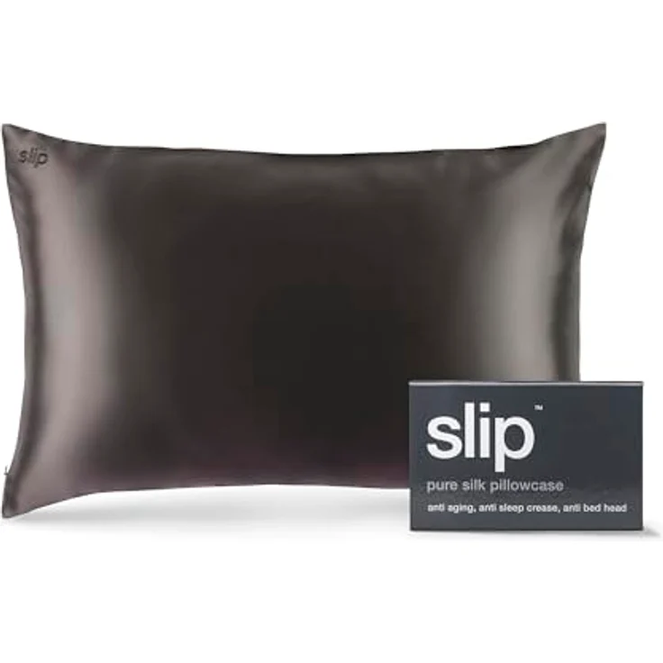 SLIP 22 Momme Seidenkissenbezug, 51 x 76 cm, 100% Maulbeer-Seide, atmungsaktiv, hypoallergen, schwarz – Bild 1