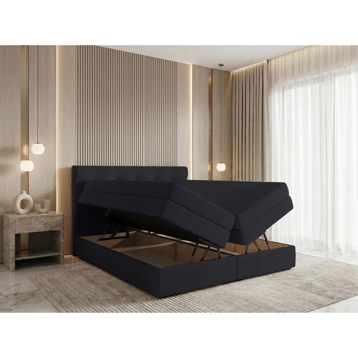 AX LIVING Finike Bett 180x200 cm, Boxspring, Stoff Schwarz – Bild 2