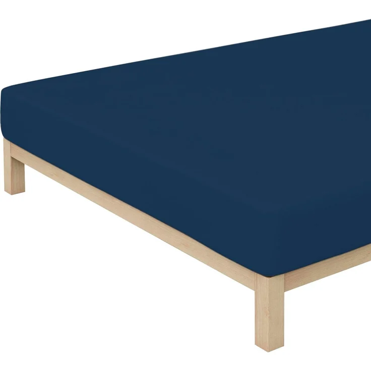 Schlafgut Spannbettlaken Premium, Gummizug: rundum, (1 Stück), Mako-Zwirn-Jersey, Blue Deep, S 90x190cm - 100x220cm – Bild 3
