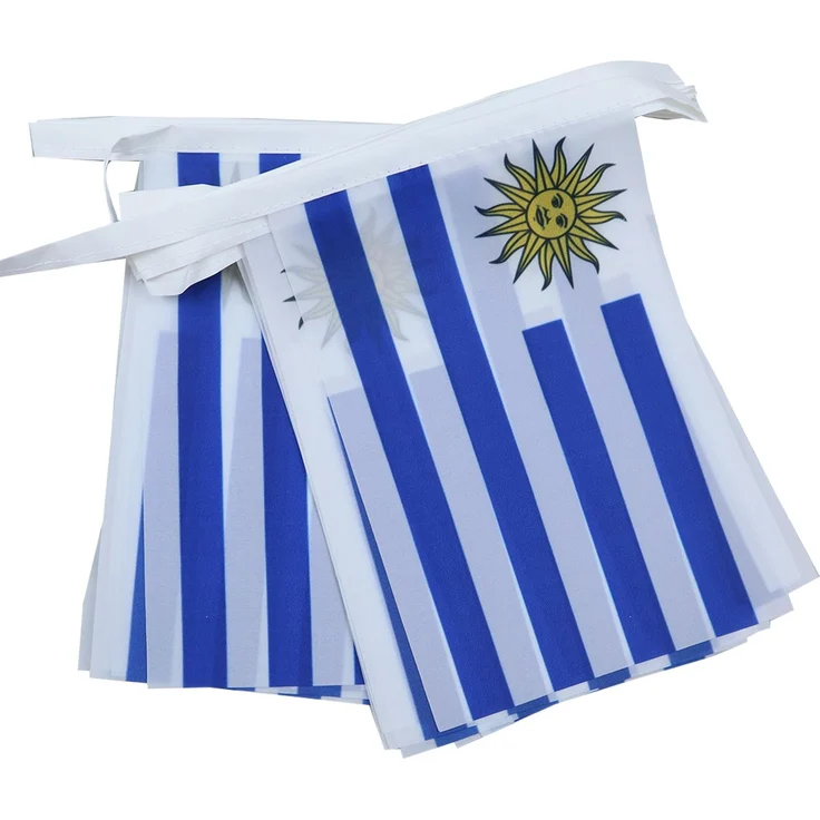 AZ FLAG - Fahnenkette Uruguay 6 Meter Mit 20 Flaggen - 21x14 cm - Uruguayische Girlande Flaggenkette 14x21 Cm