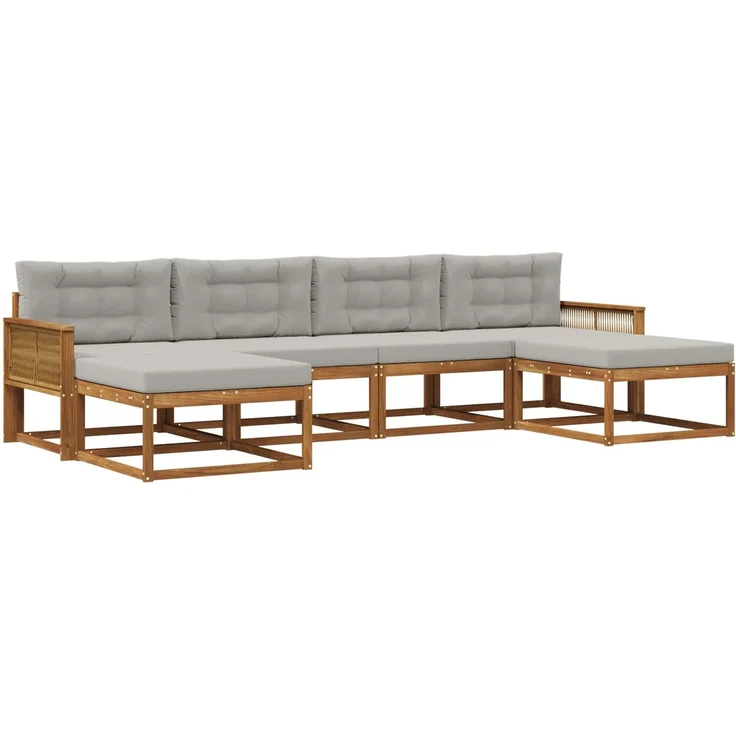 vidaXL Outdoor-Sofagarnitur 6 stk. 6-Sitzer Natur und Hellgrau 3382789 – Bild 2