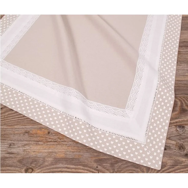 matches21 HOME & HOBBY Tischdecke Tischdecke TRAUDL Herzen Spitze beige, 100 % Baumwolle, in 70x70 cm (1-tlg), Pflegeleicht waschbar bis 30° Grad – Bild 3