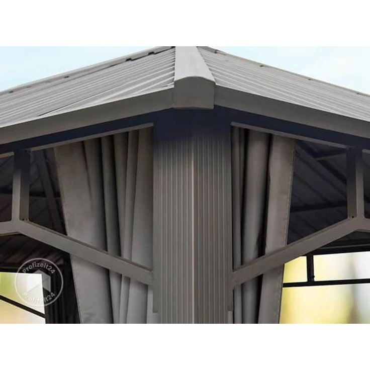 Gartenpavillon 4x4 m Stahldach Hardtop 4 Seitenteile in Grau, Pfosten 9x9 cm – Bild 5