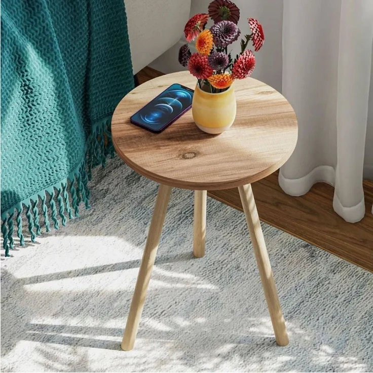 Jungengel Beistelltisch Kaffeetisch Dreibein 9x Farben Holz Ablagetisch Nachttisch Rundtisch, Vintage & Retro, Einfacher Aufbau, TSE, ISO 9001 und FSC – Bild 2