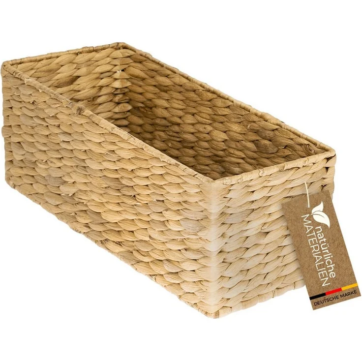 HMF Aufbewahrungsbox Badezimmer geflochten aus Wasserhyazinthe (1 St), 38 x 15 x 14 cm, natur – Bild 5