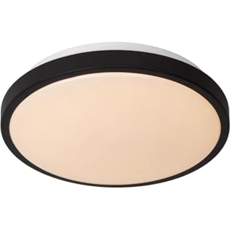 LUCIDE DASHER Deckenleuchte Badezimmer, Ø 29,3 cm, LED 12W 2700K, IP44, Bewegungssensor, Schwarz