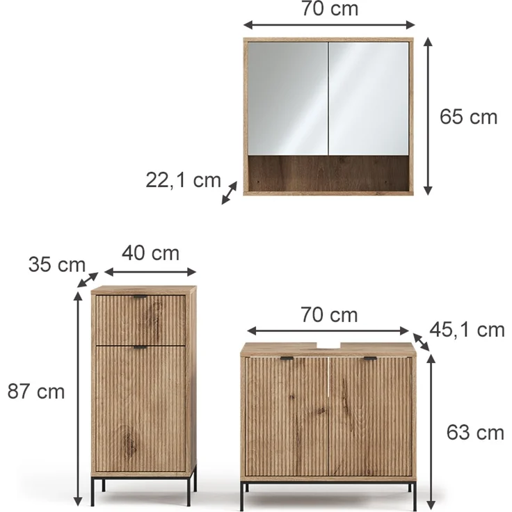 Badmöbel-Set Eliza Viking Oak 3-teilig Vicco – Bild 3
