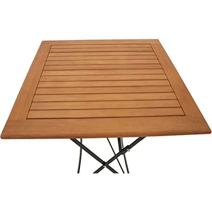 DEGAMO Gartentisch HOFGARTEN (1-St), 75x75cm quadratisch, Stahl schwarz + Eukalyptus, klappbar – Bild 5