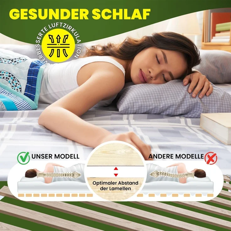 Coemo Rollrost VENO 120 x 200 cm Lattenrost aus Massivholz mit 13 Leisten – Bild 6