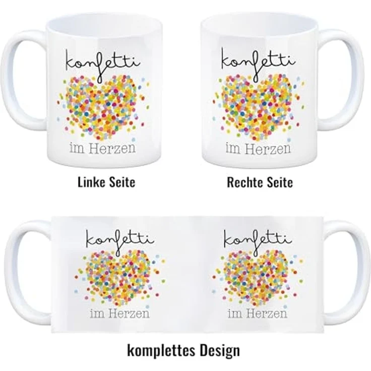 speecheese Tasse Konfetti im Herzen Karneval Geschenk Kaffeebecher – Bild 4