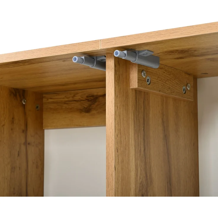 ZUBALIYA Sideboard 140x35x71 cm, mit 3 Türen, aus MDF / Spanplatte, Weiß / Natur – Bild 24
