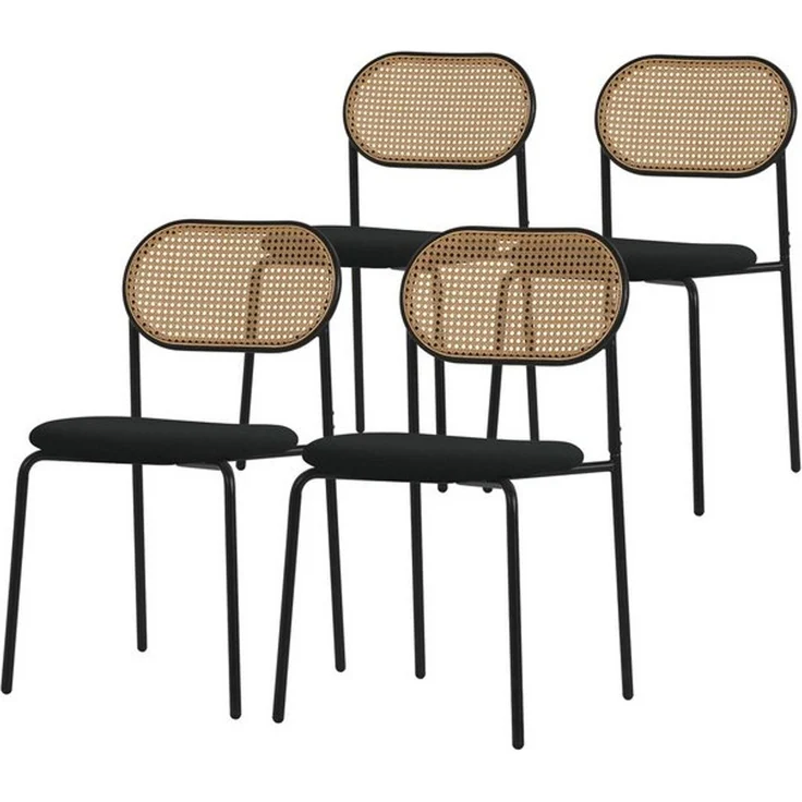 ML-DESIGN Stuhl Esszimmerstühle Rattanstuhl Polsterstühle Akzentstühle für Esszimmer (4 St), Schwarz Esstischstühle mit Rückenlehne aus Rattan 4er Set Küchenstuhl – Bild 4