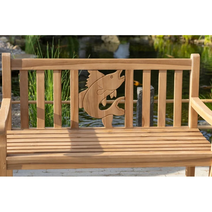 Teakholz Gartenbank Fisch 120 cm – Bild 8