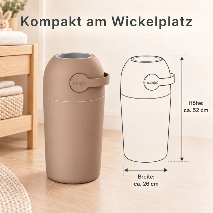 Set Magic Windeleimer, Abfalleimer mit Geruchsstopp, ohne Kassette + Windel – Bild 3