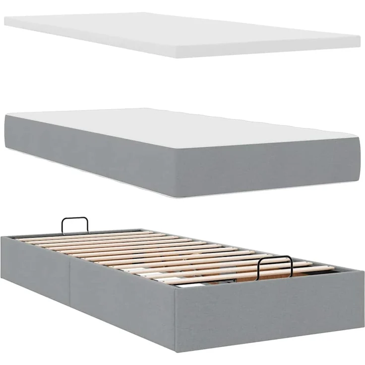 vidaXL Ottoman-Bett mit Matratze Hellgrau 80x200 cm Stoff 3311497 – Bild 6