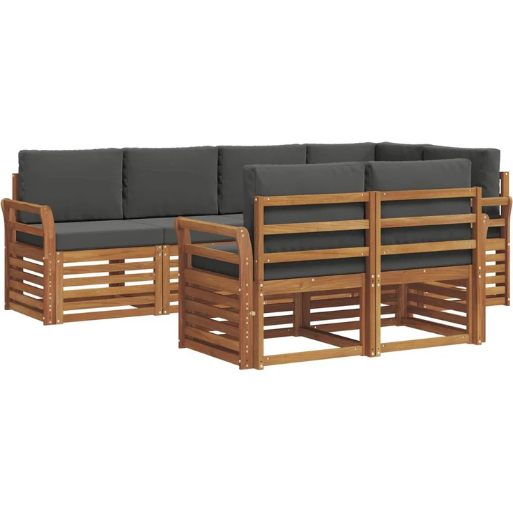 vidaXL Outdoor-Sofagarnitur 7 stk. 7-Sitzer Natur und Anthrazit 3374972 – Bild 2