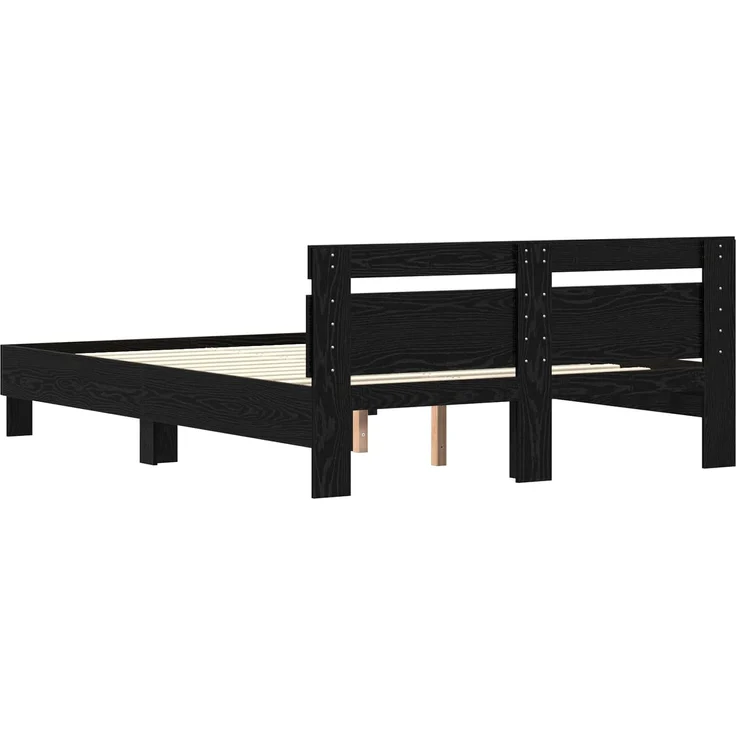 vidaXL Bettrahmen Schwarz Eichen-Optik 160 x 200 cm Holzwerkstoff 3417309 – Bild 6