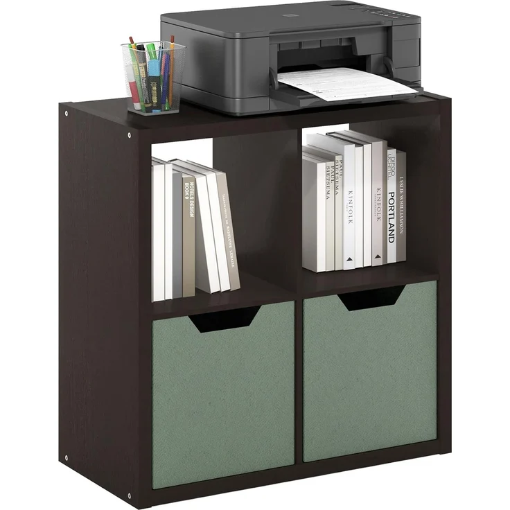 Furinno Dekorativer Würfel-Organizer, 4 Würfel, dunkle Eiche