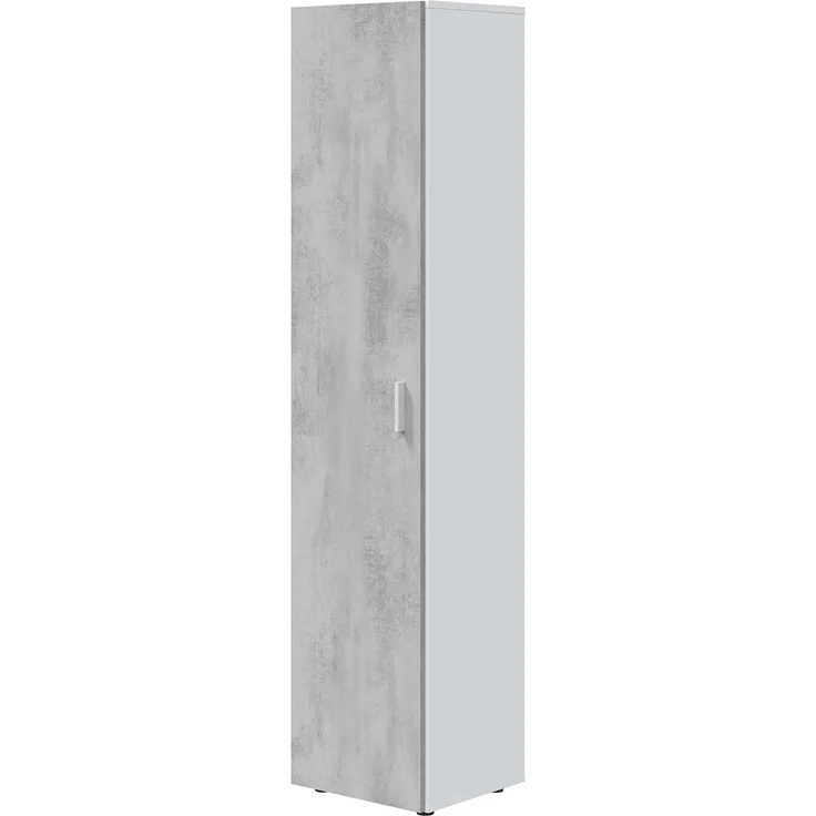 Habitdesign, Hochschrank – platzsparender Mehrzweckschrank mit 1 Tür und 3 Einlegeböden, viel Stauraum in Arkit weiß und Zementgrau, Maße: 41 x 182 x 37 cm (B x H x T), Modell Tidy – Bild 6