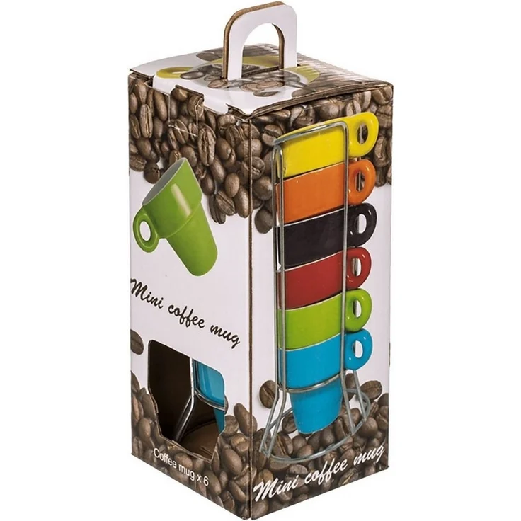 Out of the Blue Tasse Mini Espressotassen 6er Set mit Metallständer, Metall – Bild 3