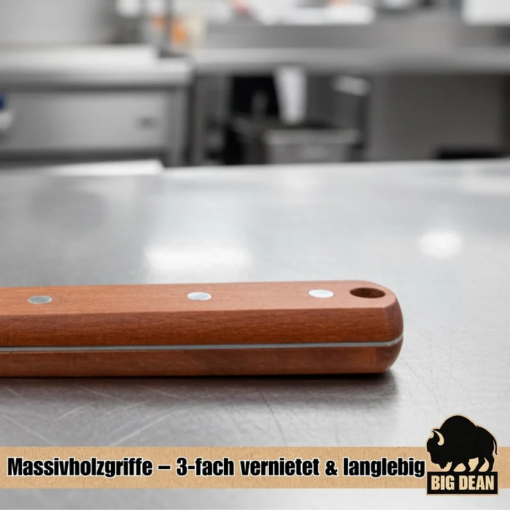 2er Set Grillspachtel Edelstahl + Holfgriffe – Bild 6