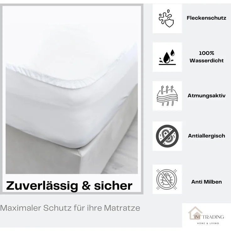 Wasserdichte Matratzenschoner 200x200cm mit 25 cm Rundumgummizug Matratzenauflage Inkontinenzunterlage Nässeschutz – Bild 9