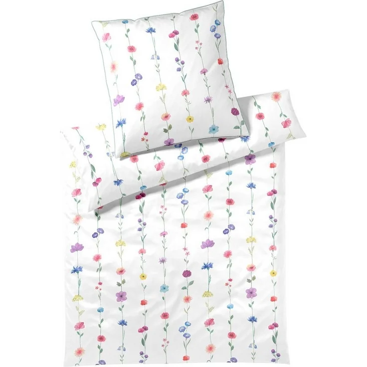Elegante Bettwäsche Elegante Mako Satin Bettwäsche Flower Show 24526-0 Blumen Weiß 135x200, Comfort Satin, 2 teilig, Klimaneutral hergestellt in Deutschland – Bild 5