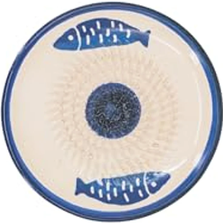 Kaladia Multireibe Reibeteller in Weiß mit Fischen - zum Zerkleinern von Zutaten, Keramik, handbemalte Küchenreibe aus Keramik - Made in Spain – Bild 2