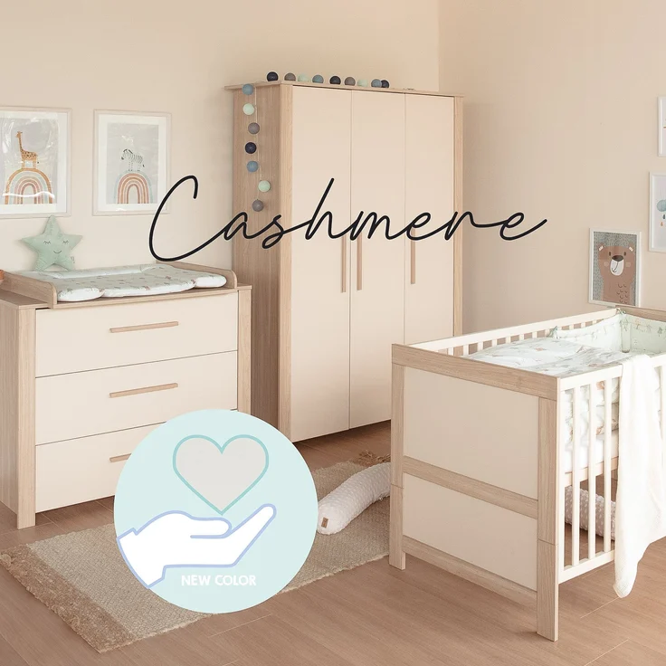 roba Babybett Momo 70 x 140 cm - Mitwachsendes Gitterbett - Höhenverstellbar - Umbaubar zum Juniorbett - Holz cashmere lackiert / Dekor Tristan Eiche – Bild 4