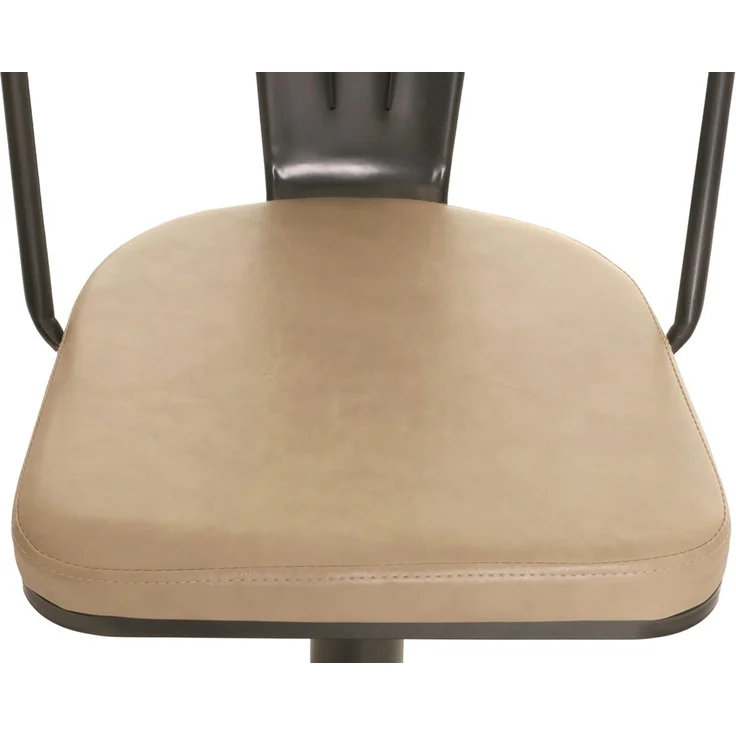 2er-Set Barhocker HWC-H10a, Tresenhocker Barstuhl, höhenverstellbar drehbar Industrial Kunstleder Metall ~ vintage beige – Bild 8